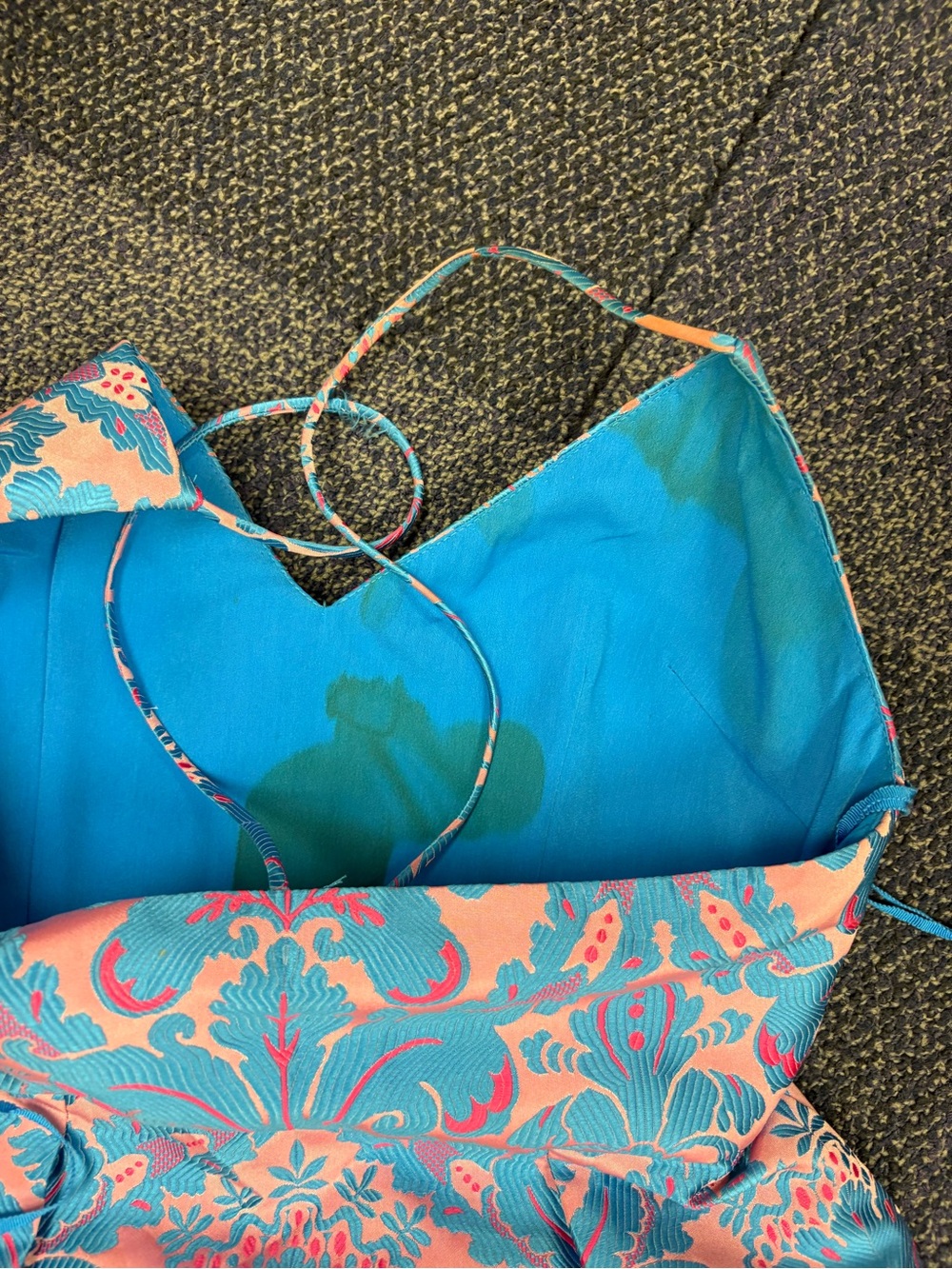 Free People Blue and Pink Brocade Slip Dress - Picture 6 of 8
